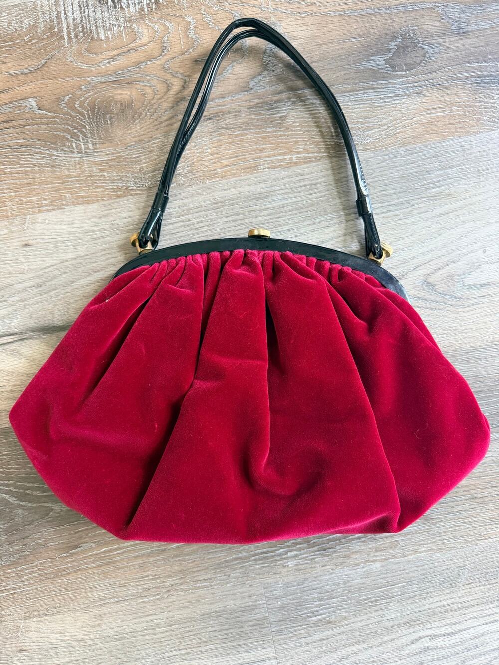 Vintage Late 50s/ Early 60s Morris Moskowitz Red Velvet Handbag